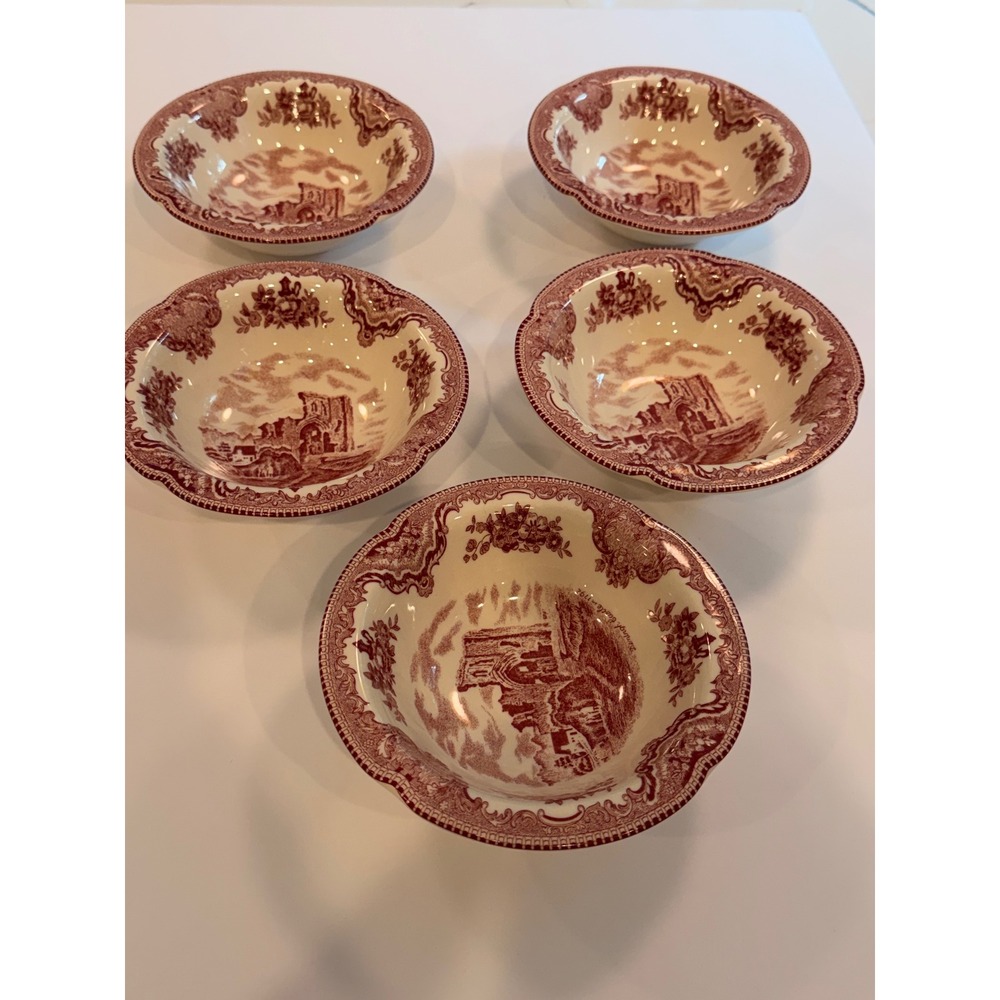 Johnson Brothers Old Britain Castles Pink Fruit Bowls Set of 5 Denbigh Castle